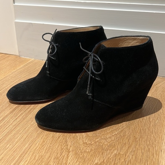 Louboutin Compacta 70 Veau Velours- Suede Wedge Booties - Picture 3 of 6